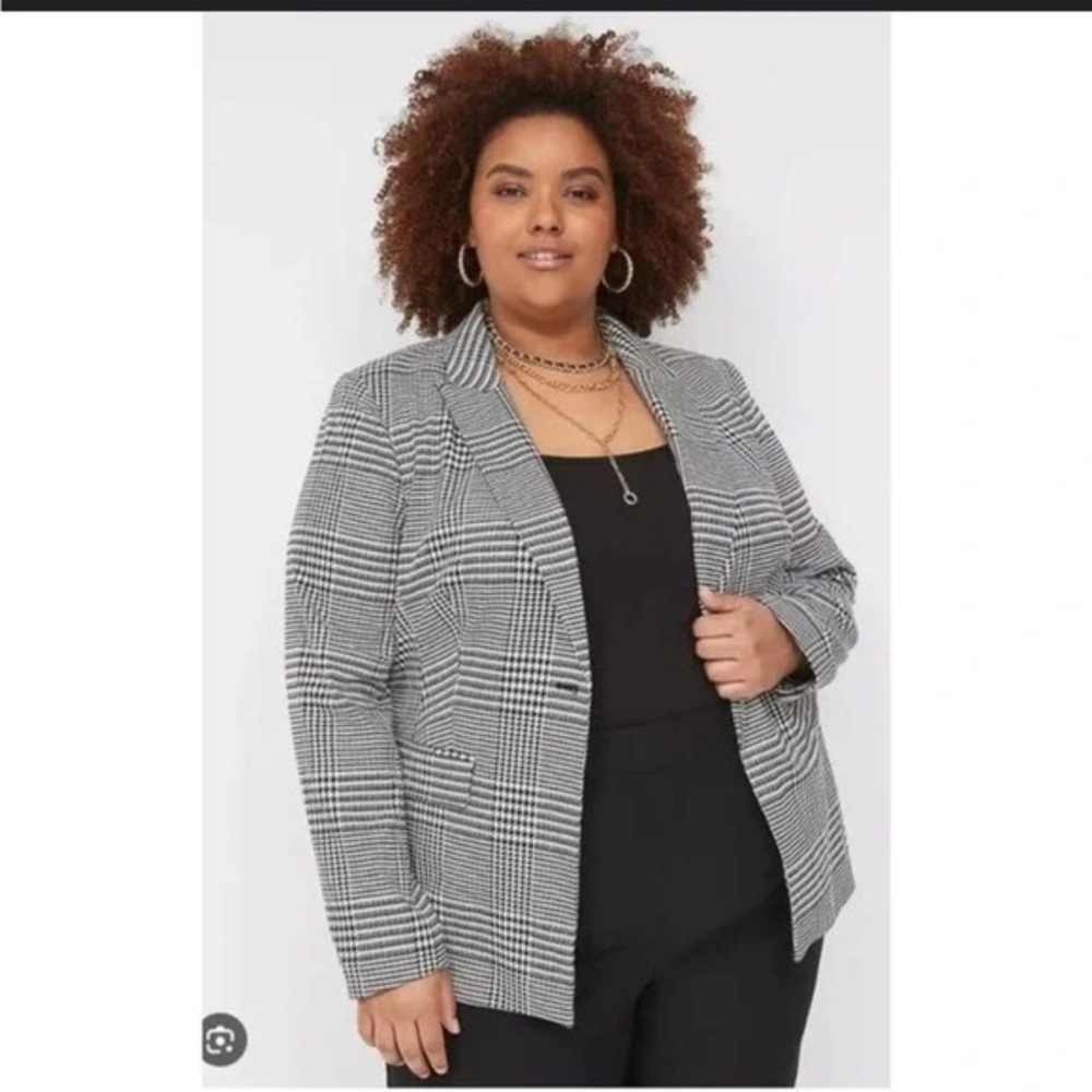 Lane Bryant Black and White Houndstooth Blazer